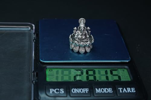 Image 6 of Dista Silvers Antique Lotus Ganesh Right Trunk Sitting 28.15G
