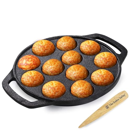 Image 10 of Round Paniyaram Pan / 12 Pit / 8.3 Inch + Spatula for the product The Indus Valley Cast Iron Paniyaram Pan