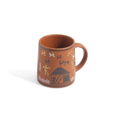 Image 5 of ExclusiveLane Warli Village Tales Ceramic Coffee Mugs Set of 2 (300 ml)