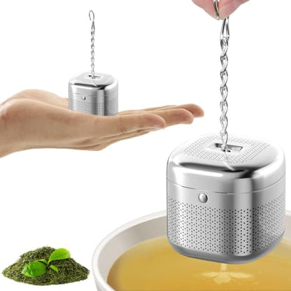Image 1 of 1 for the product Supvox Tea Infuser Cube 304 Stainless Steel Strainer Hook Chain Fine Mesh