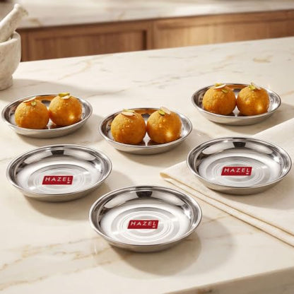 Image 1 of Default Title for the product HAZEL Mini Stainless Steel Halwa Plate 100ml Set of 6