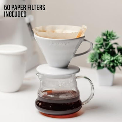 Image 4 of Sipologie Clarity Pour Over Coffee Maker, 50 Filter Papers Included, 1 Cup