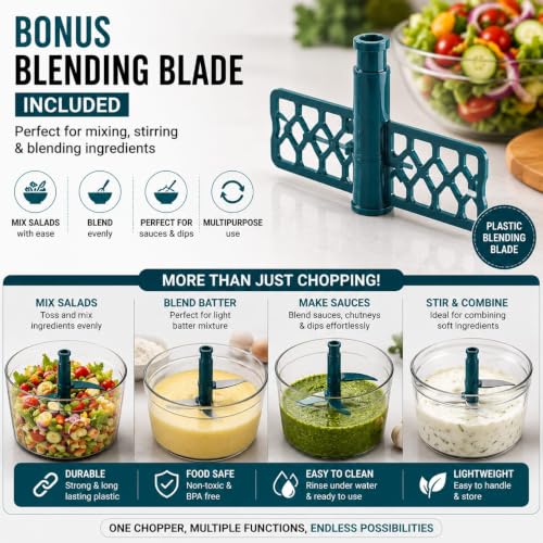 Image 6 of Hand Blanders Manual Push Chopper 1100ml with 6 Stainless Steel Blades