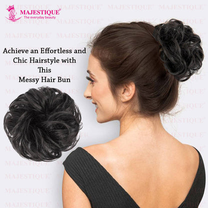 Image 3 of Majestique Messy Bun Artificial Hair Scrunchies, Hair Extensions With Elastic Rubber Band