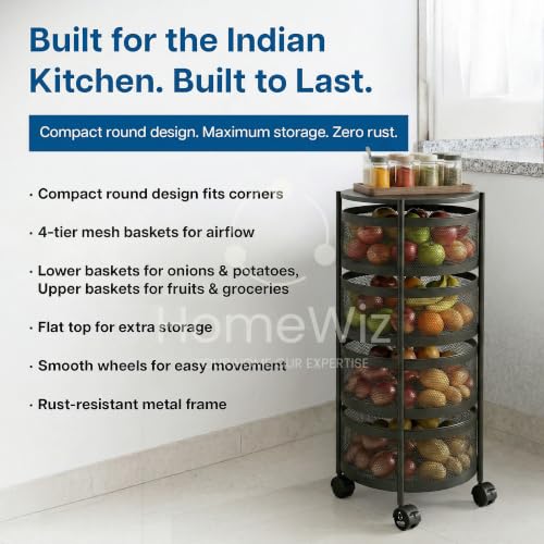 Image 3 of HomeWiz Round Kitchen Rack 4-Layer