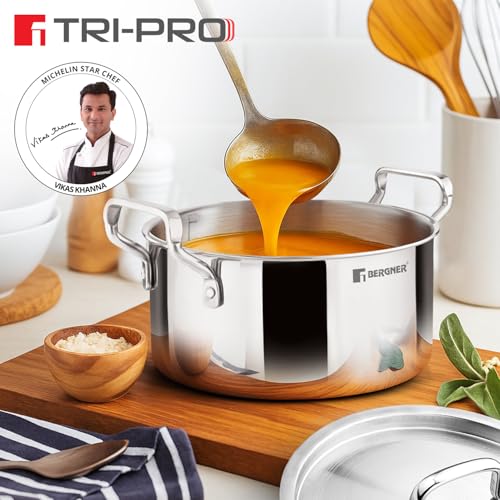 Image 3 of BERGNER Tripro Tri-Ply Cook and Serve 22 cm Casserole with Lid 4 litres