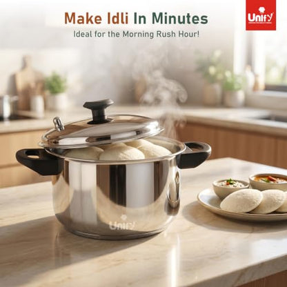 Image 5 of Unify Stainless Steel Idli Cooker 4 Plates | Idli Maker | Induction & Gas Compatible | Sandwich Bottom Steamer with Lid | 16 Idli Capacity | Durable, Rust-Resistant & Easy to Clean