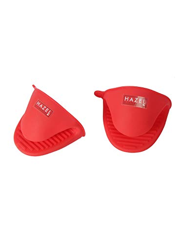 Image 3 of HAZEL Silicone Pinch Grip Mitts Microwave Oven Heat Resistant Gripper Kitchen Pot Holder, Red