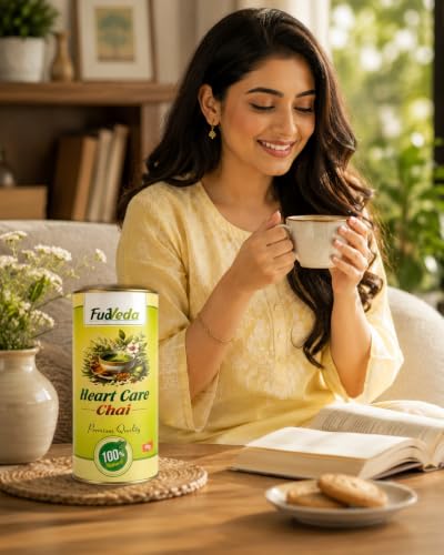 Image 4 of FudVeda Premium Natural Loose Leaf Tea | Authentic Tea Blend | Rich Aroma & Smooth Taste | Hygienically Packed | Daily Refreshment (Heart Care Chai, Pack of 1)