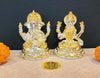 Image 1 of Default Title for the product Gold Art India Kamal Laxmi Ganesh Gold & Silver Plated Two Tone Idol for Home With Gold Plated Coin - Diwali Pooja Murti (3.6" Inch)
