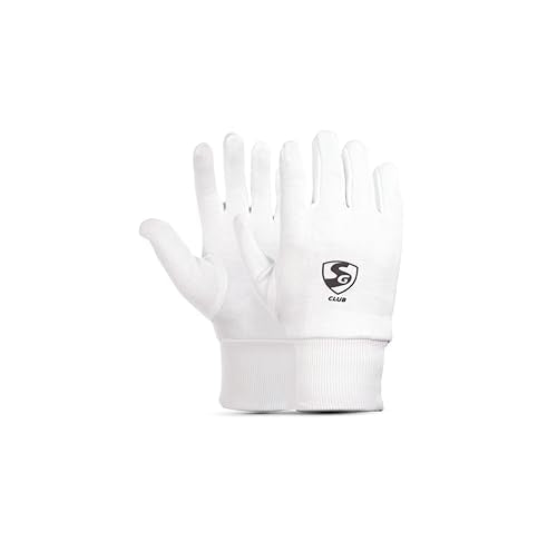 Image 3 of SG Club Inner Cricket Batting Gloves White Boys Size Cotton Youth Right Hand Orientation