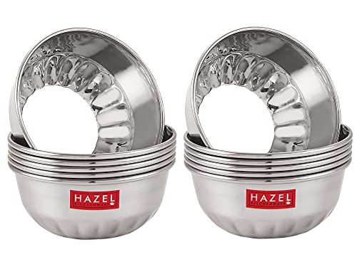 Image 1 of Default Title for the product HAZEL Stainless Steel Serving Bowl Wati Dessert Vati Katori Set of 12 300 ML Each