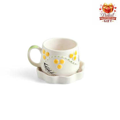 Image 2 of ExclusiveLane Spring Bloosom Ceramic Tea Cup and Saucer Set 310 ml