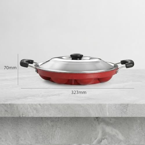 Image 5 of Vipron Non-Stick Appam Maker & Paniyaram Pan, 12 Cavity Appam Patra with Stainless Steel Lid