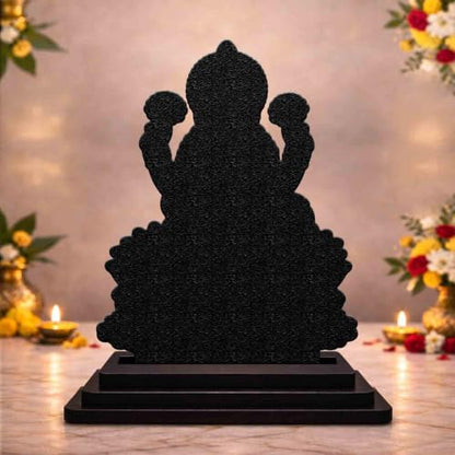 Image 2 of Lakshmi MATA Lotus Wooden MDF Printed Idol with Stand, 4 x 5 Inch, Pooja Room Decor, Home Temple Mandir Decoration, Religious Gift