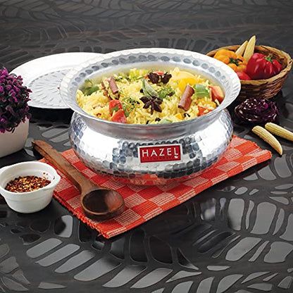 Image 1 of Default Title for the product HAZEL Aluminium Hammered Finish Handi With Lid 29 Cm 6700 ml
