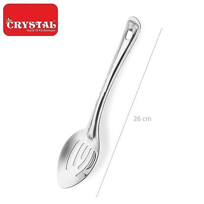 Image 3 of Crystal Slotted Basting Stainless Steel Serving Spoon, Silver
