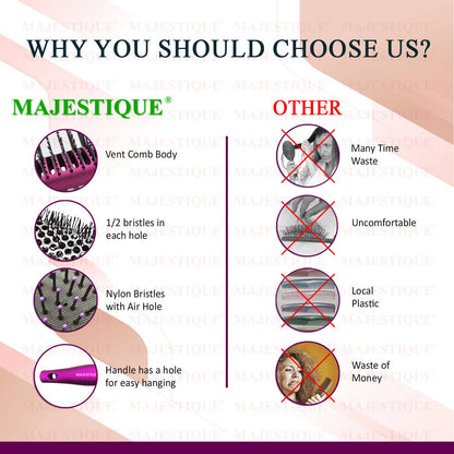 Image 4 of Majestique Detangling, Vent And Blow Dry Brushes Set
