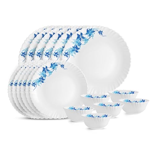 Image 2 of Blue Swirl_18 for the product CELLO Blue Swirl Dazzle Series Opalware Dinner Set