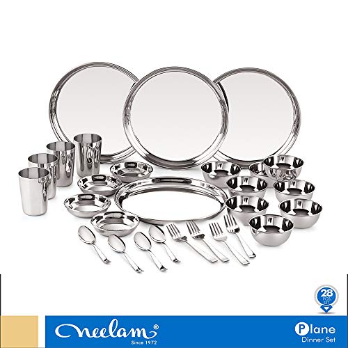 Image 2 of neelam Stainless Steel 24 Gauge Premium 28 Pieces Dinner Set
