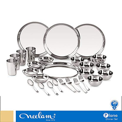 Image 2 of neelam Stainless Steel 24 Gauge Premium 28 Pieces Dinner Set