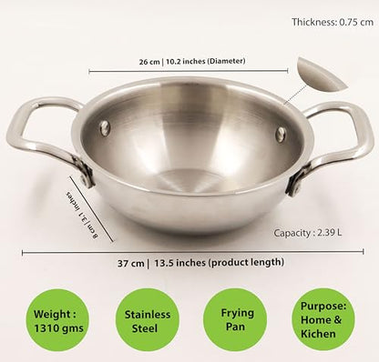 Image 5 of Spillbox Stainless Steel Sandwich Triply Kadhai