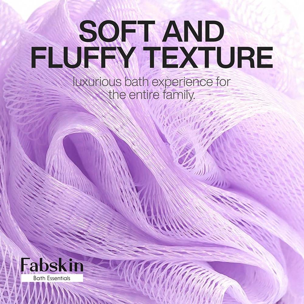Image 6 of Fabskin Bath Brush Loofah For Men & Women With Long Plastic Handle Purple & White