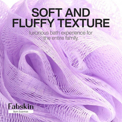 Image 6 of Fabskin Bath Brush Loofah For Men & Women With Long Plastic Handle Purple & White