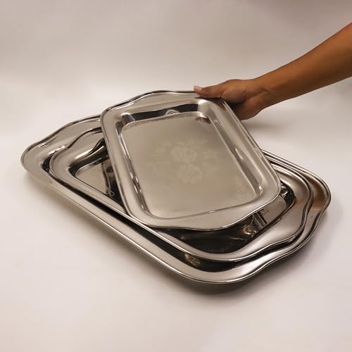 Image 3 of Spillbox Stainless Steel Multipurpose Serving Tray Set of 3