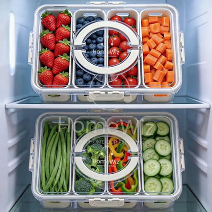 Image 1 of 2 / 4 Grid for the product HomeWiz Fridge Storage Containers 3300ml 4-Grid Pack of 2