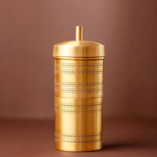 Image 1 of Etched Design for the product Ekhasa Suvrasa 100% Pure Brass Filter Coffee Maker for Home & Office