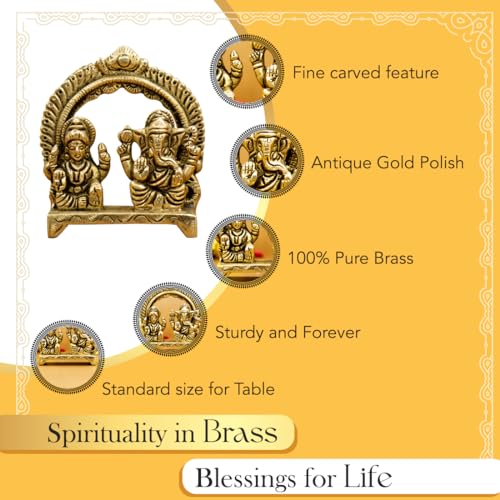 Image 4 of Ekhasa 100% Pure Brass Laxmi Ganesh Murti 8 cm