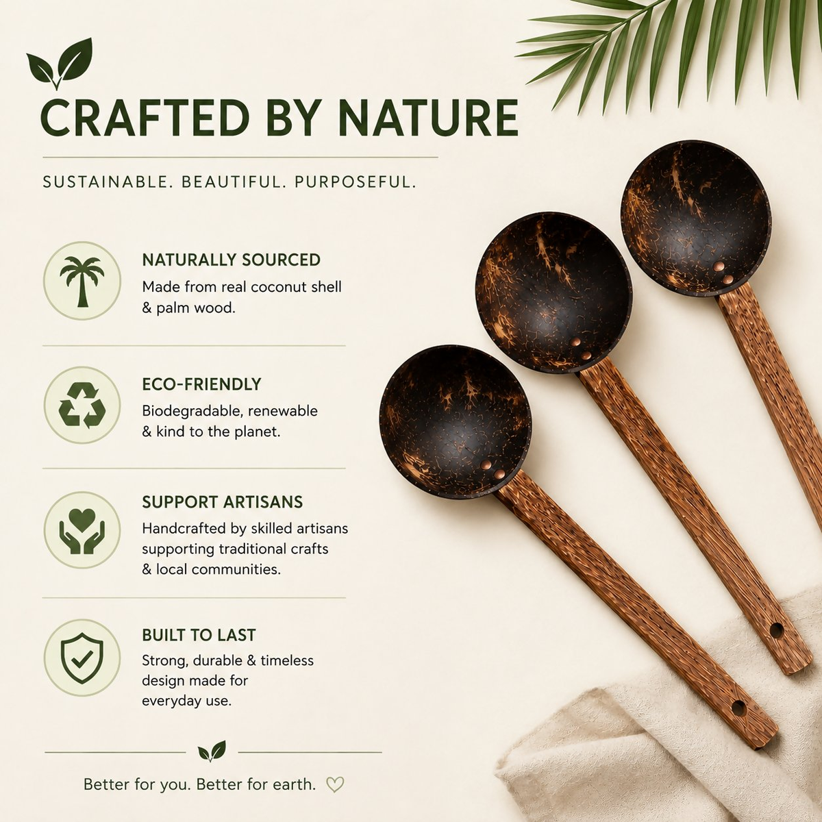 Image 6 of Thenga Coconut Shell Ladles/Spoon Set
