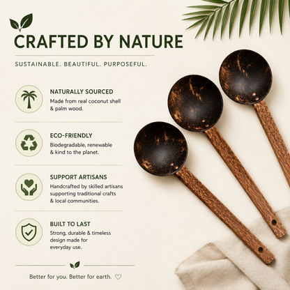 Image 6 of Thenga Coconut Shell Ladles/Spoon Set