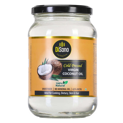 Image 1 of Disano Cold Pressed Virgin Coconut Oil Bottle, Glass Bottle, 500ml