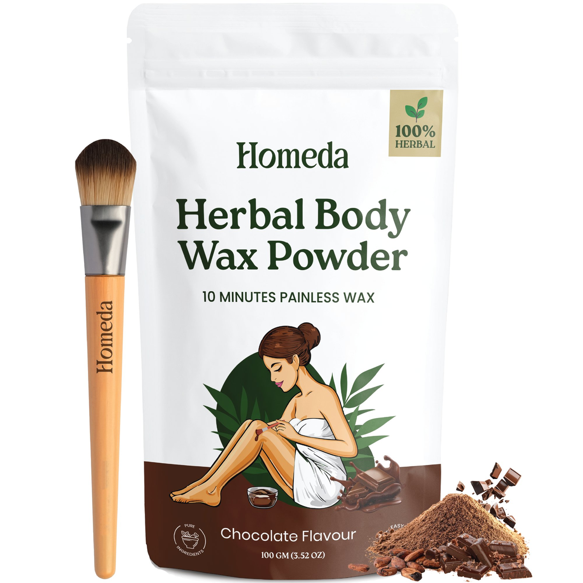Image 1 of 100 gm for the product Shudh Online Herbal Wax Powder for Women - Chocolate Flavour