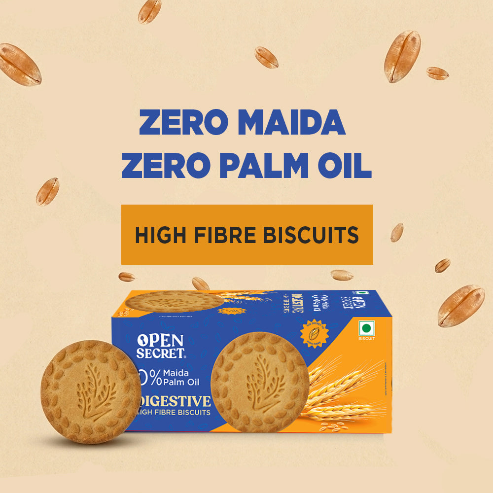 Image 1 of Open Secret Healthy Digestive Biscuit - 0% Maida, 0% Palm Oil, High Fibre - Goodness of Atta | Guilt Free