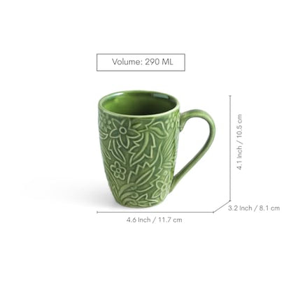 Image 6 of ExclusiveLane Green Flora Ceramic Coffee Mugs Set of 4 290 ml