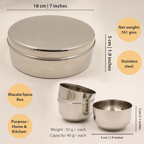 Image 5 of Spillbox Handcrafted Stainless Steel Spice Box Set for Kitchen