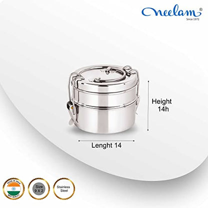 Image 3 of neelam Clipper Stainless Steel Tiffin Box Set, 2-Pieces, 1500 ml