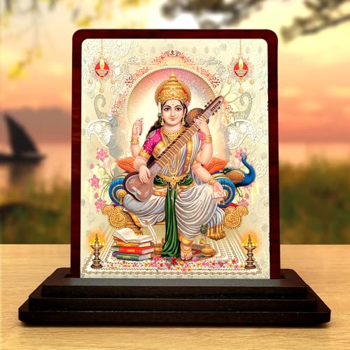 Image 1 of Default Title for the product Maa Saraswati Murti for Car Dashboard & Study Table - Small Decorative Saraswati Idol for Student Gifts & Office Desk - Sacred Religious Figurine for Wisdom and Learning