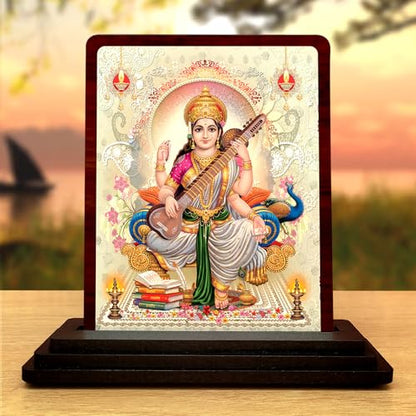 Image 1 of Default Title for the product Maa Saraswati Murti for Car Dashboard & Study Table - Small Decorative Saraswati Idol for Student Gifts & Office Desk - Sacred Religious Figurine for Wisdom and Learning