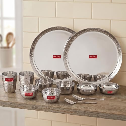 Image 11 of 12 / Hammered Set for the product HAZEL Stainless Steel Dinner Set