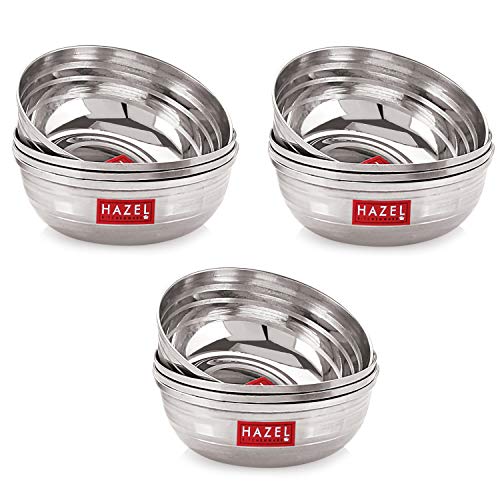 Image 6 of HAZEL Stainless Steel Bowl Set of 12, 150 ml Each