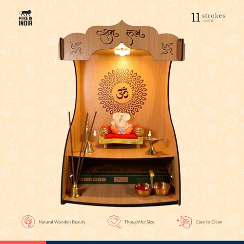Image 6 of 11 Strokes Ashwamegh Wooden Pooja Mandir for Home Big Size