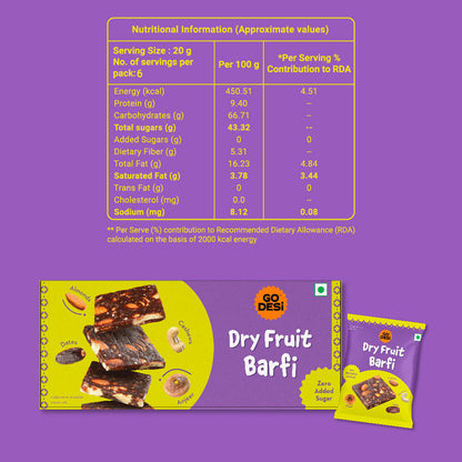 Image 9 of Go desi Dry Fruit Barfi | Made with 93% Dry Fruits | Pack of 6
