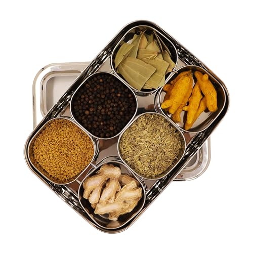 Image 5 of Spillbox Stainless Steel Spice Box Set for Kitchen 6cup with 1 spoon