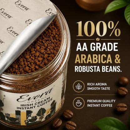 Image 4 of EVORA Greens 100gm Instant Coffee Powder | Irish Cream Flavour | Coffee with Arabica & Robusta Blend - Medium Roast | Make 50 Cups