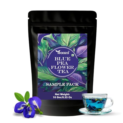 Image 1 of Default Title for the product TEAAZA Blue butterfly Pea Flower tea For Weight loss,belly fat,skin & acne|Caffeine Free Herbal Tea|100% Organic Blue Pea Tea|Plant Based|ANTIOXIDANT RICH|10 Grams|20 Cups|Non - GmO - Vegan