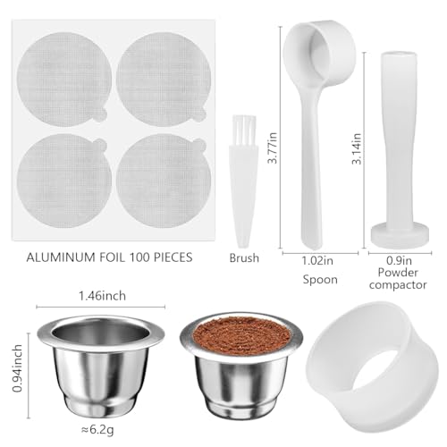 Image 2 of Supvox Reusable Coffee Pod, for Nespresso, Steel, 100 Foil Covers